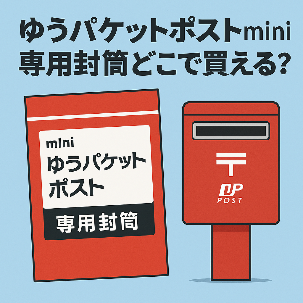 ゆうパケットポストmini専用封筒と日本郵便ポストのイメージ